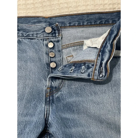 Levis 501 CT Jeans Men’s 36x27 Blue Button Fly Tapered Medium Wash Distressed - Picture 11 of 15